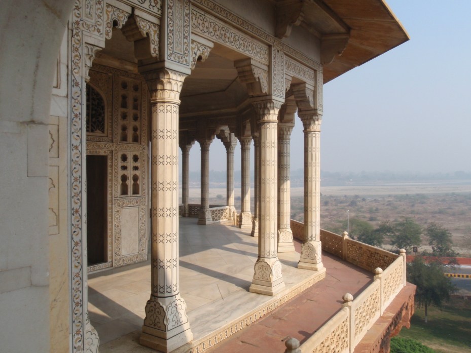 From this terrace in Agra Fort where he was under house arrest, Shah Jahan could see his Taj Mahal, and this is where he died.