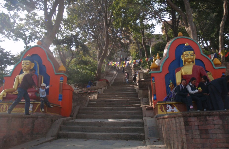 The first of the 365 steps to the Monkey Temple.