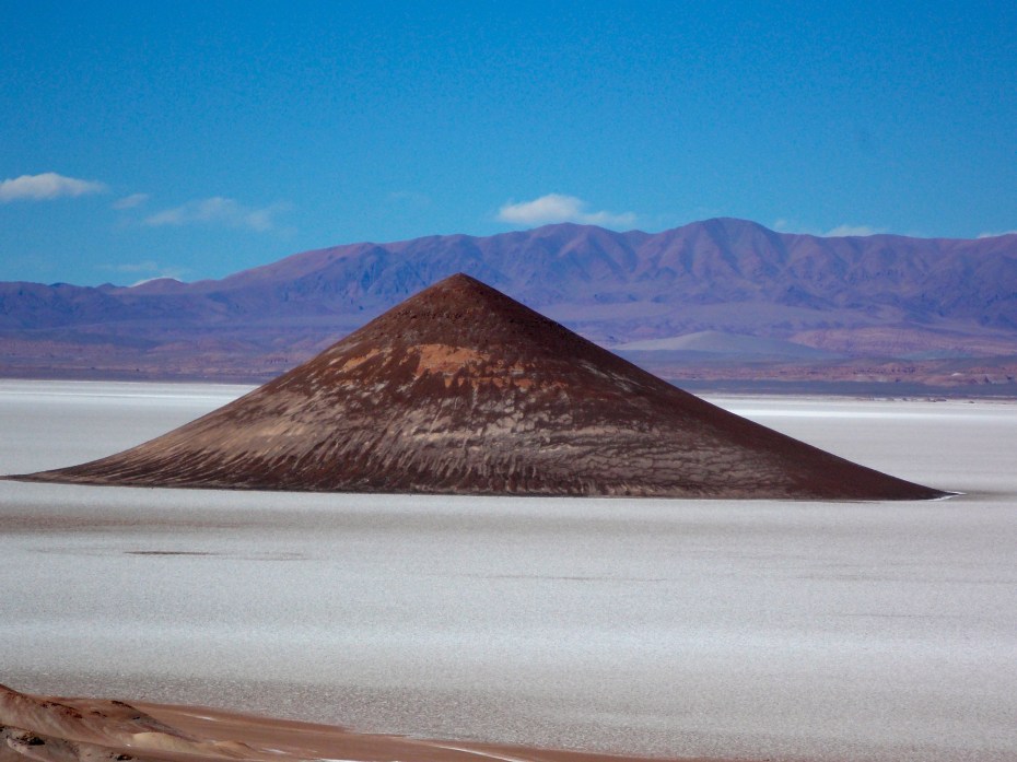 The mysterious Cono rises out of the salt flats.