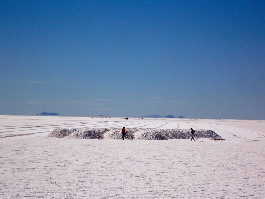 A salt pile ready for transport on Salinas Grande.