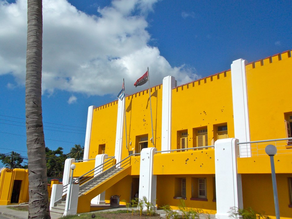 Old bullet holes in the Marcado Barracks, now a school.