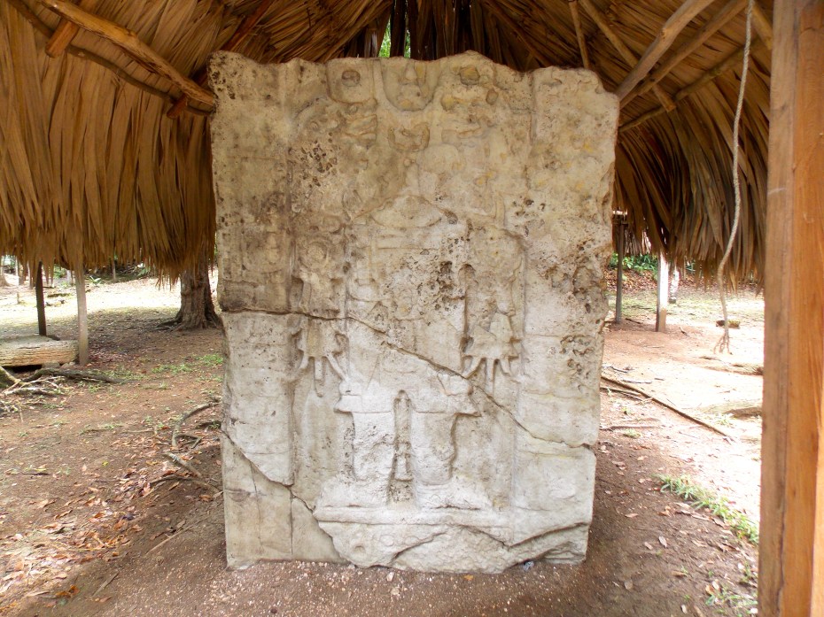 One of the many steles at Waka.